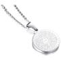 Stainless Steel Circle of Crystal Our Father Lords Prayer English Bible Verse Necklace, Praying Hands Coin Pendant Christian Jewelry