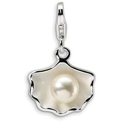 925 Sterling Silver Amore La Vita Rh Pl Enameled Sea Shell Mermaid Nautical Jewelry Freshwater Cultured Pearl Pendant Charm Necklace Seashore Seashell Oyster Fine Jewelry For Women Gifts For Her