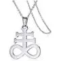 Silver Stainless Steel Church of Satan Satanic Leviathan Religions Cross Pendant Necklace, 22 Inch Chain