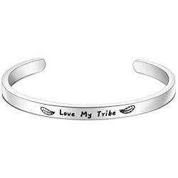 ENSIANTH Tribe Gift Love My Tribe Cuff Bracelet Wedding Gift Bridesmaid Gift Tribe Jewelry for BFF