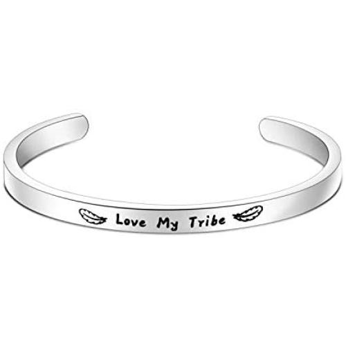ENSIANTH Tribe Gift Love My Tribe Cuff Bracelet Wedding Gift Bridesmaid Gift Tribe Jewelry for BFF