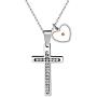 Stainless Steel Cross Faith Pendant Necklace, Cubic Zirconia Pave-Setting, Heart Mustard Seed Pendants Y917