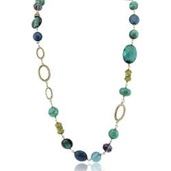 Firstmeet Chunky Crystal Coloured Glaze Beads Long Necklace for Women