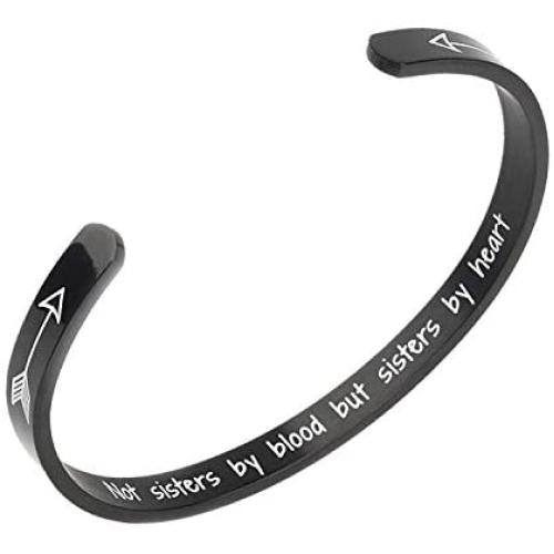 Inspirational Bracelet for Women Girls Mantra Cuff Bangle Engraved Personalized Friendship Cuff Bracelet for Sister Best Friend Birthday Graduation Gift