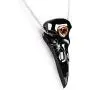 Skullis Necklace of Gemstone Carved Crystal Raven Skull Pendant, for Men and Women. Skull Jewelry.