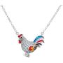 EVER FAITH Womens 925 Sterling Silver CZ Multicolor Enamel Rooster Animal Pendant Necklace Chain Clear