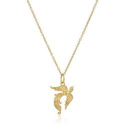 18k Yellow Gold Plated 925 Sterling Silver Openwork Rising Phoenix Pendant Necklace With 18'' Cable Chain