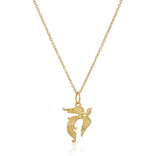 18k Yellow Gold Plated 925 Sterling Silver Openwork Rising Phoenix Pendant Necklace With 18'' Cable Chain