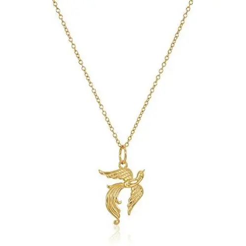 18k Yellow Gold Plated 925 Sterling Silver Openwork Rising Phoenix Pendant Necklace With 18'' Cable Chain