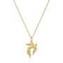 18k Yellow Gold Plated 925 Sterling Silver Openwork Rising Phoenix Pendant Necklace With 18'' Cable Chain