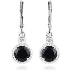 Shop LC 925 Sterling Silver Black Spinel Cubic Zirconia CZ Dangle Drop Earrings for Women Engagement Wedding Prom Jewelry Mothers Day Gifts
