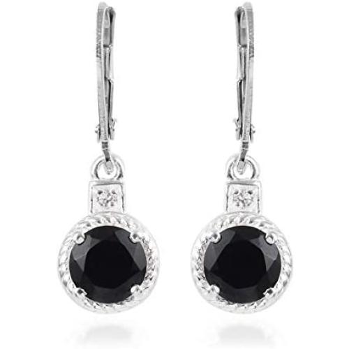 Shop LC 925 Sterling Silver Black Spinel Cubic Zirconia CZ Dangle Drop Earrings for Women Engagement Wedding Prom Jewelry Mothers Day Gifts