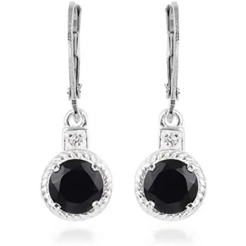 Shop LC 925 Sterling Silver Black Spinel Cubic Zirconia CZ Dangle Drop Earrings for Women Engagement Wedding Prom Jewelry Mothers Day Gifts