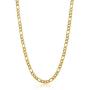 The Bling Factory 7mm 24k Yellow Gold Plated Stainless Steel Flat Figaro Chain Necklace