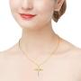 YUESUO Angel Wings Cross Necklace Electroplated Zircon Angel Wings Pendant Necklace Golden Womens Necklace