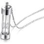 Silver Hourglass Glass Urn Necklace for Ashes Cremation Pendant Memorial Jewelry dad mom