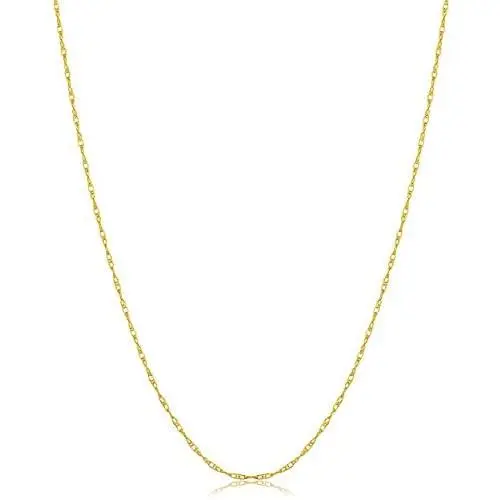 10k Yellow, White or Rose Gold 0.8 mm Thin Rope Chain Barely-there Necklace for Women 10k Yellow, White or Rose Gold 0.8 mm Thin Rope Chain Barely-there Necklace for Women