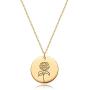 MYEARS Women Coin Necklaces Gold Birth Month Flower Bouquet Disc Round Medal Pendant Engraved Floral 14K Gold Plated Combined Personalized Jewelry Birthday