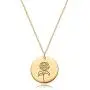 MYEARS Women Coin Necklaces Gold Birth Month Flower Bouquet Disc Round Medal Pendant Engraved Floral 14K Gold Plated Combined Personalized Jewelry Birthday