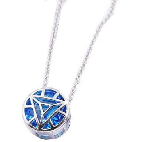 yStore1 Necklace Pendant Arc Reactor Round 925 Silver Pendant Necklaces Jewelry for Men Women Cosplay Jewellery