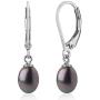 Sterling Silver Genuine Freshwater Cultured Peacock 7-8mm Drop Pearl Dangling Leverback Earrings