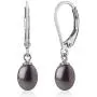Sterling Silver Genuine Freshwater Cultured Peacock 7-8mm Drop Pearl Dangling Leverback Earrings Sterling Silver Genuine Freshwater Cultured Peacock 7-8mm Drop Pearl Dangling Leverback Earrings
