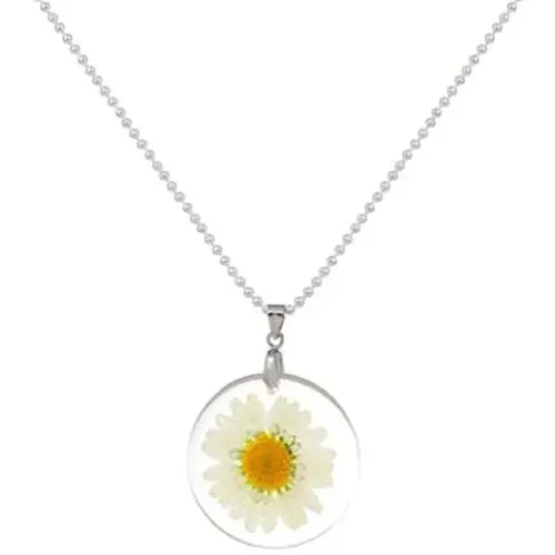 stylesilove Womens Pressed Natural Daisy Flower Resin Pendant Necklace stylesilove Womens Pressed Natural Daisy Flower Resin Pendant Necklace