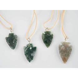 KVK Crystals Moss Agate Stone Arrowhead Pendant Necklace