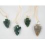 KVK Crystals Moss Agate Stone Arrowhead Pendant Necklace