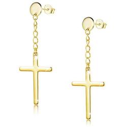 Sllaiss 925 Sterling Silver Cross Dangle Earrings For Men Women Unisex Silver Cross Chain Earrings Cool Cross Drop Earrings Men Jewelry Gifts