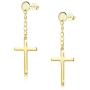 Sllaiss 925 Sterling Silver Cross Dangle Earrings For Men Women Unisex Silver Cross Chain Earrings Cool Cross Drop Earrings Men Jewelry Gifts