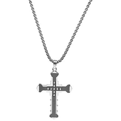 Hiboutique Pendant Necklace Mens Womens Stainless Steel Pendant Chain Necklace