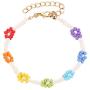YOOE Woman Colorful Flower Beads Bracelet. Waterproof Boho Braided Daisy Seed Bead Bracelet, Surfer Beach Foot Jewelry for Girls
