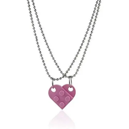 Couples Colorful Brick Heart Pendant Shaped Necklace for Friendship 2 Two Piece Keychain Puzzle Jewelry Set Made with Elements Valentines Day BFF Couples Colorful Brick Heart Pendant Shaped Necklace for Friendship 2 Two Piece Keychain Puzzle Jewelry Set Made with Elements Valentines Day BFF