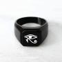 TIONEER Stainless Steel Signet Biker Rings for Men, Egyptian Symbol Square Flat Top (Black, Gold, Silver), Size 7-16