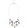 Lux Accessories Faux White Pink Grey Mauve Floral Flower Statement Necklace