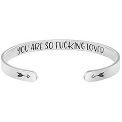Joycuff Bracelets for Women Inspirational Christmas Birthay Gifts Funny Quote Engraved Friend Encouragement Jewelry Motivational Cuff Bangle