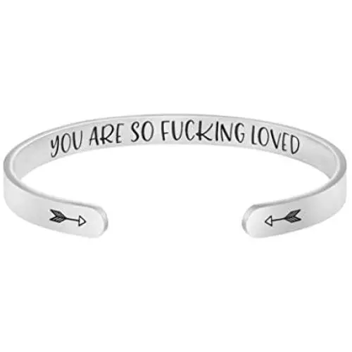 Joycuff Bracelets for Women Inspirational Christmas Birthay Gifts Funny Quote Engraved Friend Encouragement Jewelry Motivational Cuff Bangle