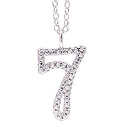 Paialco 925 Sterling Silver Fancy Number 0~9 Script Pendant Necklace Cubic Zirconia Jewelry