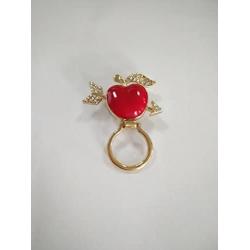 PANGRUI Delicate Crystal Rhinestone Red Apple with Arrow Magnet Brooch Magnetic Eyeglass Holder