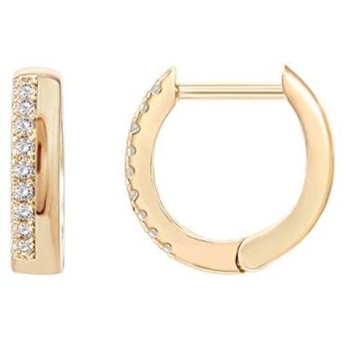 PAVOI 14K Gold Plated Sterling Silver Cubic Zirconia Huggie Hoop Earrings for Women