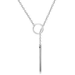 YOUCANDOIT2 Geometric Style Circle Cylindrical Stick Bar Dangle Earrings Necklace Sets for Women Teen Girls Minimalist Jewelry Lovers, Hypoallergenic/Never Fade