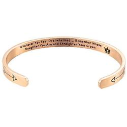 Stainless Steel Cuff Bracelet Message Engraved Crown for Daughter Bangle Gift Jewelry
