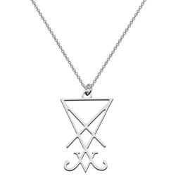 CENWA Sigil of Lucifer Pendant Satanic Symbol Stainless Steel Jewelry Seal of Satan Necklace Alchemy Symbolic Gift