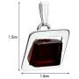 Ian and Valeri Co. Cherry Amber Sterling Silver Modern Square Pendant Necklace Chain 18''