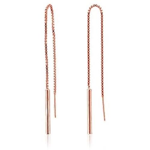 River Island Sterling Silver Tassel Threader Dangling Chain Earrings