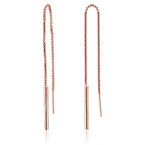 River Island Sterling Silver Tassel Threader Dangling Chain Earrings