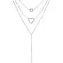 JZMSJF Layered Necklace S925 Sterling Silver 3 Multi Layer Boho Long Necklace with Circle Bar CZ Pendant Chic Fashion Gift for Women Girls Wife Girlfriend