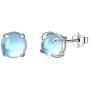Moonstone Earrings 925 Sterling Silver Round Synthetic Moonstone Stud Earrings Moonstone Jewelry for Women Hypoallergenic Earrings for Sensitive Ears