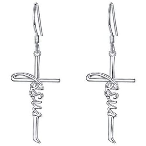 925 Sterling Silver Infinity Love of God Simple Dainty Faith Cross Dangle Earrings Religious Gift for Women Girls